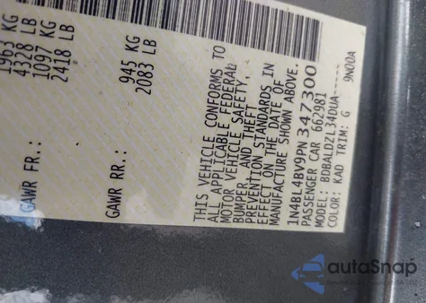 2023 Nissan Altima S Fwd из США, поврежденный, VIN 1N4BL4BV9PN347300